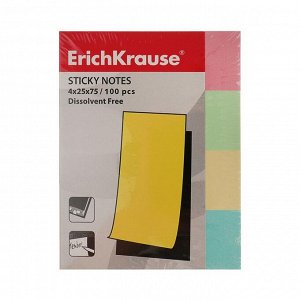 Закладки с клеевым краем Erich Krause, бумажные, 25x75 мм, 4 цвета по 100 листов