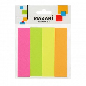Закладки с клеевым краем MAZARi, бумажные, 19x76 мм, 4 цвета по 100 листов