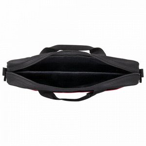 Сумка портфель HEIKKI MAXIMUM (ХЕЙКИ) с отделением для ноутбука 17,3", черная с красной вставкой, 34х44х6 см, 272591