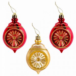 Шары новогодние ёлочные "Red &amp; Gold Luxury" 70 предметов, красный/золото, ЗОЛОТАЯ СКАЗКА, 591714