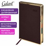 Ежедневник датированный 2025 А5 148х218 мм GALANT &quot;Infinity Gold&quot;, под кожу, темно-коричневый, 115727