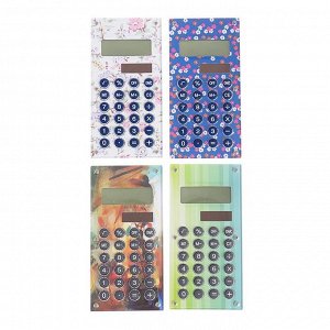 Калькулятор карманный, 8-разрядный, «Цветы», двойное питание, МИКС