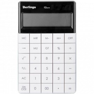 Калькулятор настольный 12 разрядов, двойное питание, 165х105х13 мм, белый
