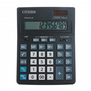 Калькулятор настольный 12-разрядный CDB1201BK, 155х205х28 мм, двойное питание, чёрный