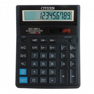 Калькулятор настольный 12-разрядный SDC-888TII, 205*159*27мм, двойное питание, черный