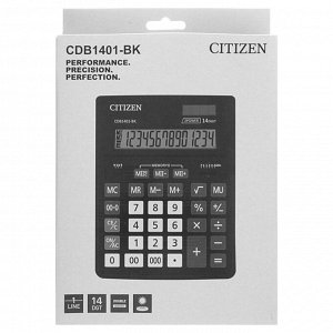 Калькулятор настольный 14-разрядный, 155х205х28 мм, двойное питание CDB1401BK