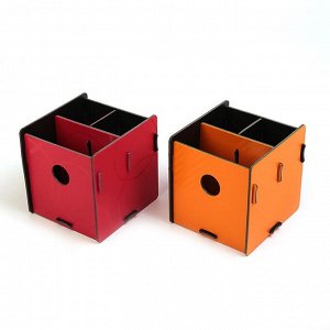 Подставка для пишущих принадлежностей, «Куб», разборный, 3 отделения, пластик, 10х10х10 см, МИКС