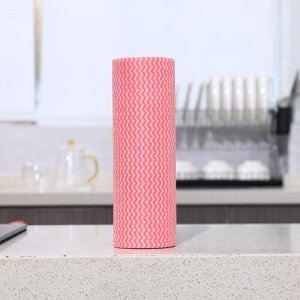 Тряпка/салфетка для уборки 50 шт в рулоне, универсальная, 25*30 см (красный)