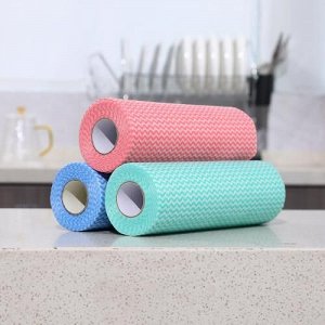 Тряпка/салфетка для уборки 50 шт в рулоне, универсальная, 25*30 см (красный)