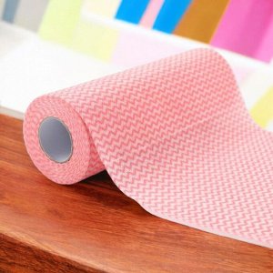 Тряпка/салфетка для уборки 50 шт в рулоне, универсальная, 25*30 см (красный)