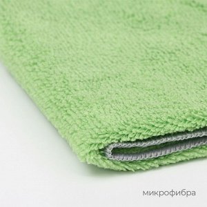Тряпка для пола Raccoon, 250 г/м², 50x30 см, микрофибра, с оверлоком, 1 шт, зеленая