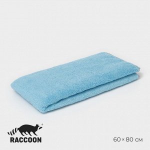 Тряпка для пола Raccoon, 250 г/м², 60x80 см, микрофибра, с оверлоком, 1 шт, голубая