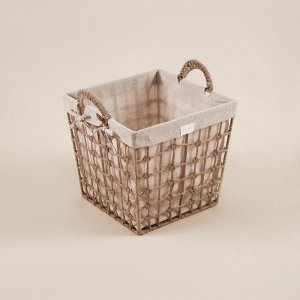 Корзина для хранения SL Home, ручное плетение, с ручками, квадратная, джут, 27x27x31 см