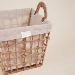 Корзина для хранения SL Home, ручное плетение, с ручками, квадратная, джут, 27x27x31 см