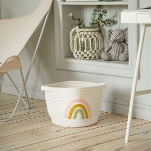 Корзина для хранения SL Home «Радуга», плетёная, ручной работы, 30x40x25 см, белая