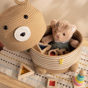 Корзина для игрушек SL Home «Медведь», плетёная, ручной работы, 25x26x41 см, коричневая