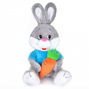 Мягкая музыкальная игрушка «Зайчонок» с морковкой в футболке, 21 см