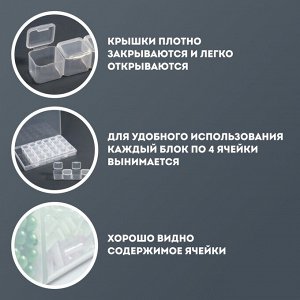Queen fair Органайзер для декора, 7 блоков, 4 ячейки, 17,5 × 10,5 × 2,7 см, цвет прозрачный