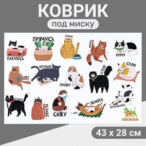 Коврик под миску "Пижон" 43 х 28 см "Делаю, что хочу!"