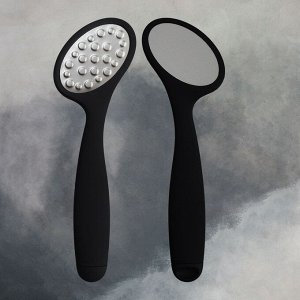 Пилка для пяток, лазерная, двусторонняя, с пилкой, прорезиненная ручка, 22 см, чёрная