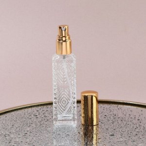 Флакон для парфюма «Прозрачный узор», с распылителем, 15 мл, золотистый