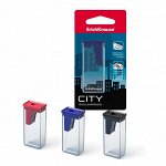 Точилка 1 отверстие Erich Krause CITY, с контейнером, отверстие диаметром 8мм, микс, в блистере