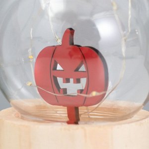 Фигурка светящаяся RISALUX «Тыква», LED-ночник, 3xAG10, шар-8 см, 6.5x6.5x11.5 см