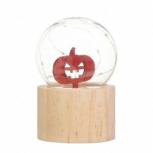 Фигурка светящаяся RISALUX «Тыква», LED-ночник, 3xAG10, шар-8 см, 6.5x6.5x11.5 см