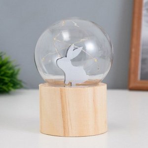 Фигурка светящаяся RISALUX «Заяц», LED-ночник, 3хAG10, шар-8 см, 6.5x6.5x11.5 см