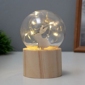 Фигурка светящаяся RISALUX «Заяц», LED-ночник, 3хAG10, шар-8 см, 6.5x6.5x11.5 см