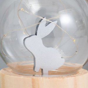 Фигурка светящаяся RISALUX «Заяц», LED-ночник, 3хAG10, шар-8 см, 6.5x6.5x11.5 см