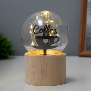 Фигурка светящаяся RISALUX «Люблю кофе», LED-ночник, 3xAG10, шар-8 см, 6.5x6.5x11.5 см