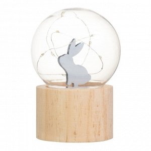 Фигурка светящаяся RISALUX «Заяц», LED-ночник, 3хAG10, шар-8 см, 6.5x6.5x11.5 см