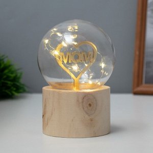 Фигурка светящаяся RISALUX «Люблю маму», LED-ночник, 3xAG10, шар-8 см, 6.5x6.5x11.5 см