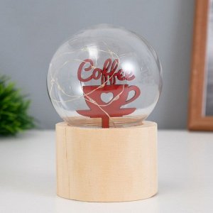 Фигурка светящаяся RISALUX «Люблю кофе», LED-ночник, 3xAG10, шар-8 см, 6.5x6.5x11.5 см