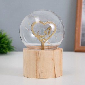 Фигурка светящаяся RISALUX «Сердце», LED-ночник, 3xAG10, шар-8 см, 6.5x6.5x11.5 см