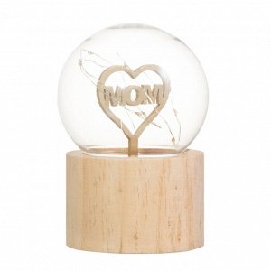 Фигурка светящаяся RISALUX «Люблю маму», LED-ночник, 3xAG10, шар-8 см, 6.5x6.5x11.5 см