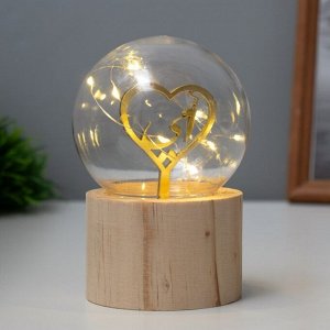 Фигурка светящаяся RISALUX «Сердце», LED-ночник, 3xAG10, шар-8 см, 6.5x6.5x11.5 см