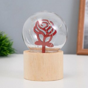 Фигурка светящаяся RISALUX «Роза», LED-ночник, 3xAG10, шар-8 см, 6.5x6.5x11.5 см