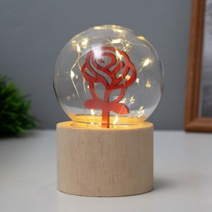 Фигурка светящаяся RISALUX «Роза», LED-ночник, 3xAG10, шар-8 см, 6.5x6.5x11.5 см