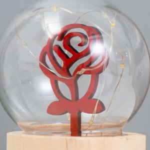 Фигурка светящаяся RISALUX «Роза», LED-ночник, 3xAG10, шар-8 см, 6.5x6.5x11.5 см