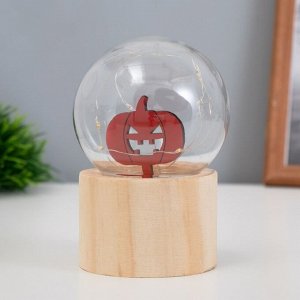 Фигурка светящаяся RISALUX «Тыква», LED-ночник, 3xAG10, шар-8 см, 6.5x6.5x11.5 см