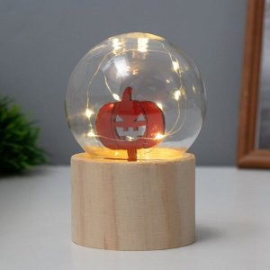 Фигурка светящаяся RISALUX «Тыква», LED-ночник, 3xAG10, шар-8 см, 6.5x6.5x11.5 см