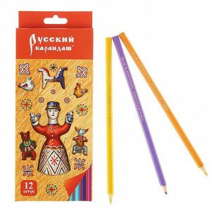 Карандаши 12 цветов "Русский карандаш. Фольклор", шестигранные, длина 175мм, ok 6.4мм