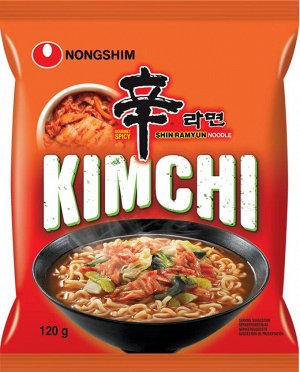 Лапша пшеничная Nongshim KIMCHI SHIN RAMYUN, 120гр м/у, Ю.Корея (Шин Рамин КИМЧИ )