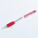 Ручка шариковая, автоматическая, 0.5 мм, стержень красный, корпус прозрачный с резиновым держателем, МИКС