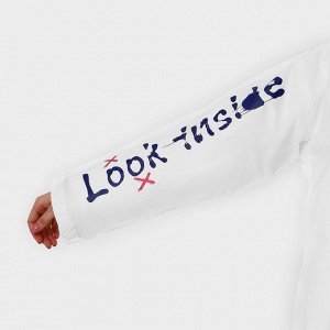 Дождевик взрослый укороченный LOOK INSIDE, на кнопках, белый, размер 42-48