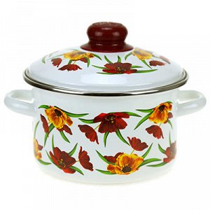 Набор эмалированной посуды "Вальс цветов" 4 предмета: кастрю