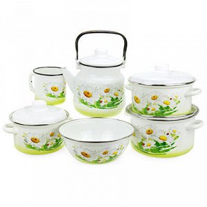Набор эмалированной посуды "Летняя мечта" 6 предметов: кастр
