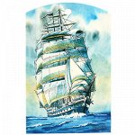 Доска разделочная деревянная &quot;Парусник&quot; 30х18,5см, фанера (Р